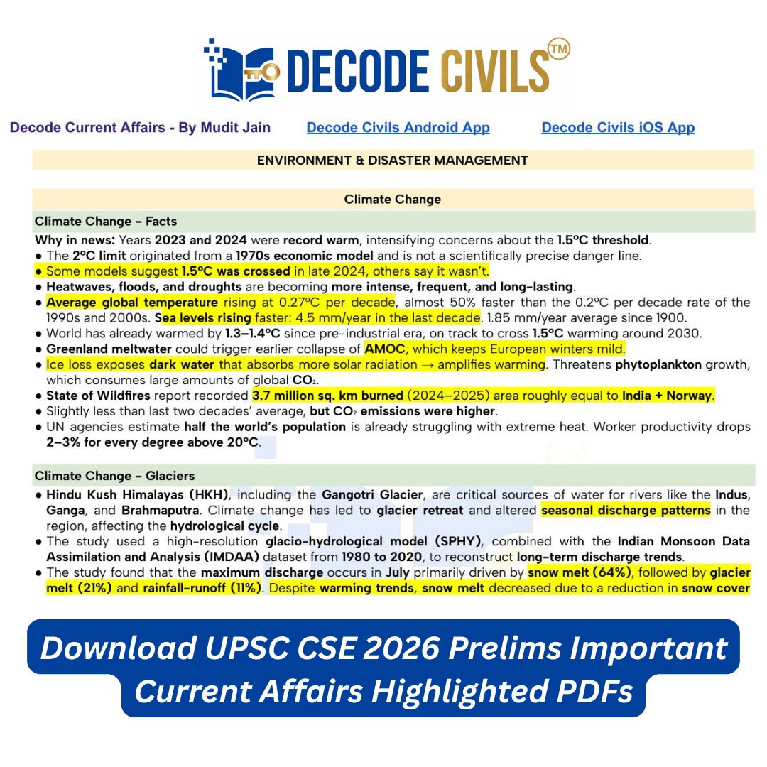 DecodeCIVILS's tweet image. T-1270: UPSC Prelims 2026: Environment Marathon

May 2025 to March 2026 in 5 Hours.

No Rants, Pure Content from Self-Made Notes &amp;amp; Efforts

youtu.be/taeekLAHbRo

#UPSC #Prelims #Prelims2026 #CurrentAffairs #Environment #Marathons #DecodeCivils