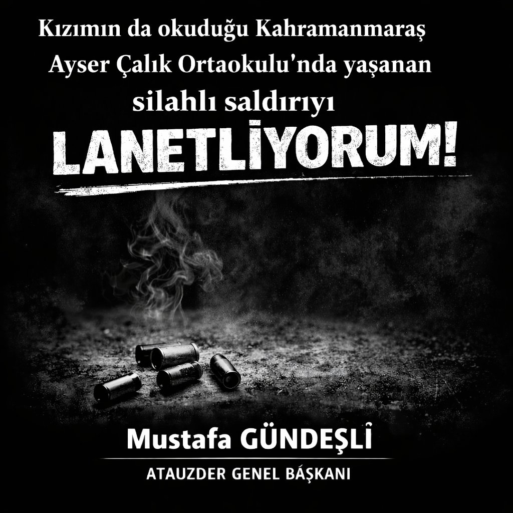 Kızımın sınıfına giren hain, arkadaşlarının hayatını söndürdü… Acımız tarifsiz, yüreğimiz paramparça!
<a href="/RTErdogan/">Recep Tayyip Erdoğan</a> 
<a href="/eczozgurozel/">Özgür Özel</a> 
<a href="/dbdevletbahceli/">Devlet Bahçeli</a> 
<a href="/mahmutarikansp/">Mahmut Arıkan</a>
<a href="/erbakanfatih/">Dr. Fatih Erbakan</a> 
<a href="/mustafaciftcitr/">Mustafa ÇİFTÇİ</a>
<a href="/YankiBagcioglu/">Yankı Bağcıoğlu</a> 
<a href="/vekilimizeylem/">Eylem Ertuğ Ertuğrul</a> 
<a href="/ozgurceylanchp/">Özgür CEYLAN</a> 
#Kahramanmaraş