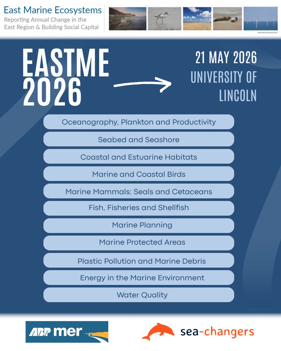 LincsWildlife's tweet photo. Interested in the marine environment and citizen science? Tickets available now for the EASTME Conference 2026 - a full day of networking, knowledge-sharing, and updates on key marine and coastal topics along the English East coast.

Secure your spot here: https://t.co/cxxQVaQaPd https://t.co/1Z6mk18Bys