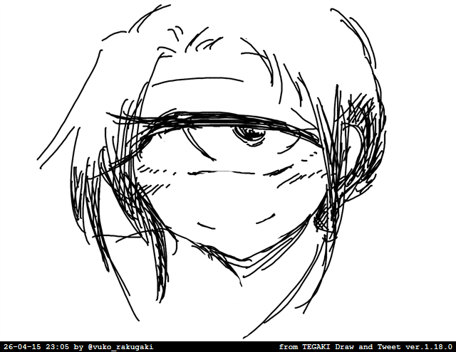 黒髪云々のタグが流れてきたので。青っぽい色で塗ることはあるけれど、設定上は黒髪です。 #単眼