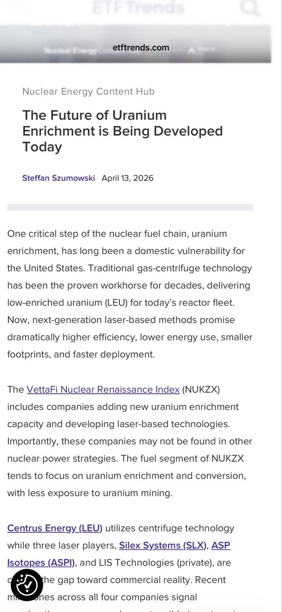MarkosAAIG's tweet photo. Nuclear enrichment is one of many themes ASP isotopes is positioned well in. They have their fingers in much more commercial interesting sectors. All with significant tailwinds and hitting hard ceilings where $ASPI can fully benefit from. Management execution has been lagging tho. Something that we watch closely. $LEU $SLX 

Currently we see some reversal from the downwards technical trend they are in. Not confirmation yet. Full big thesis on what $ASPI does, positioning, milestones that we watch, name it all available on the platform in bio.