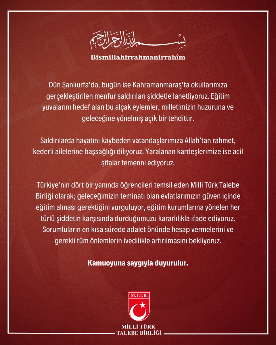 Kamuoyuna saygıyla duyurulur.
