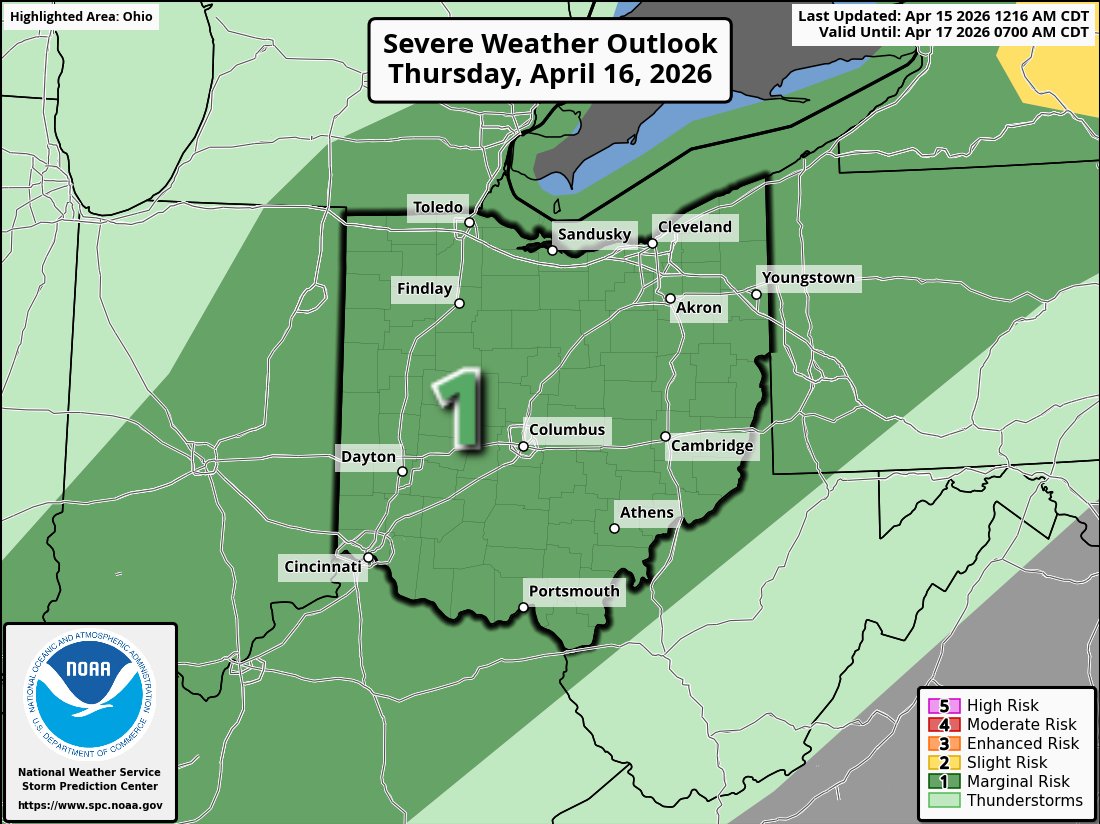 The main risk for any severe weather today and tonight is north of I-70 ...
