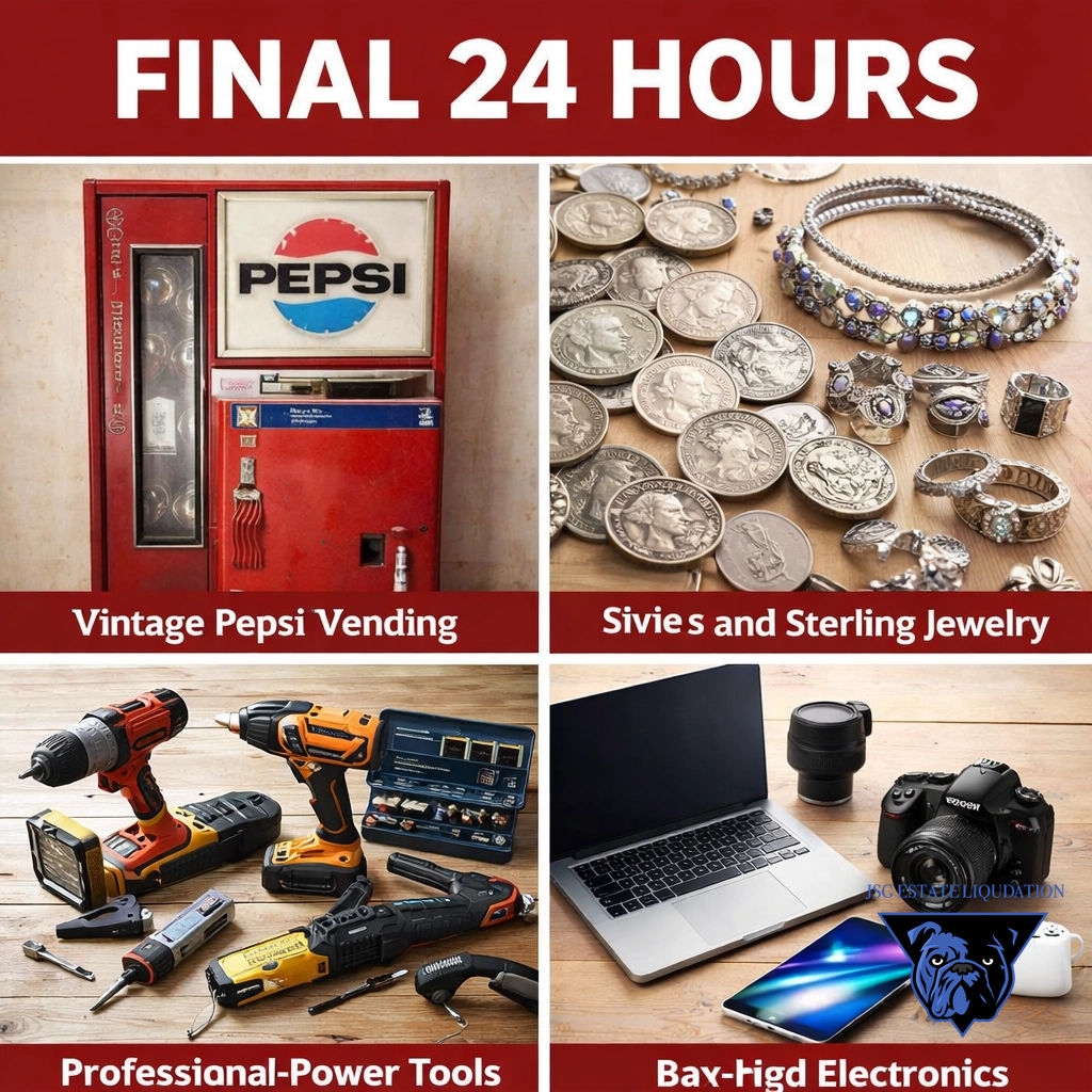 JsgLiquida82555's tweet image. FINAL 24 HOURS! ⏳ The Littleton auction ends Wednesday at 7 PM MST. Bid on a vintage Pepsi machine, silver, electronics &amp;amp; tools.

Bid: denveronlineauctions.com/auction/toolse…

#Littleton #Auction #FinalCall #JSGLiquidators