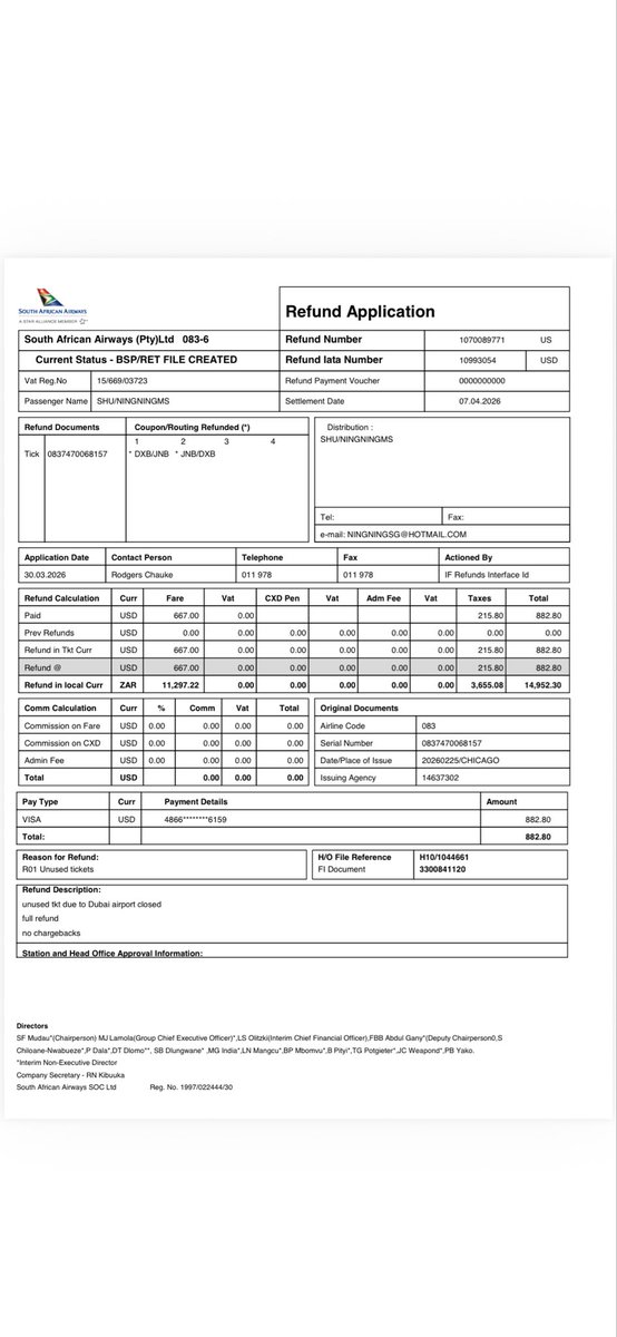 ningningsg's tweet photo. @makemytripcare Please answer the question directly and honestly, do not copy the same response and paste every time.
1. Have you received the refund of $882 from @flysaa ?
2. How much is the refund amount you are going to refund me?
 @Dubai_DED #agent #scam
#travel https://t.co/ZPWl1mnfQM