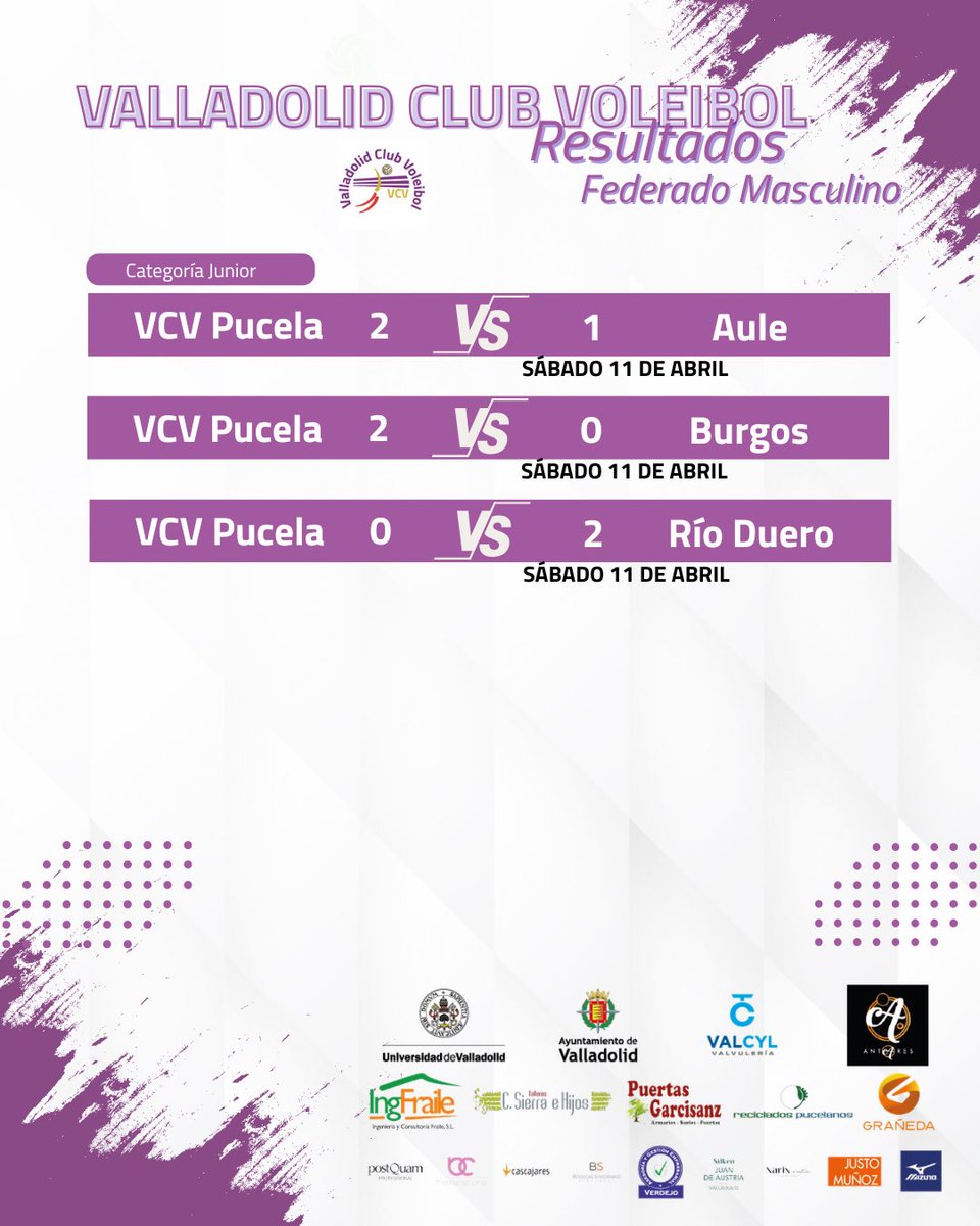 VCVoleibol's tweet photo. ¡Gran fin de semana!
El junior femenino se proclama campeón y el junior masculino termina como subcampeón.

💜 El alevín Colón es matemáticamente campeón de liga y el senior Vacceas se clasifica para la fase de ascenso 💪💪

#OrgulloVCV #VoleibolConValores #ValladolidVoleibol https://t.co/oqd1o930i7