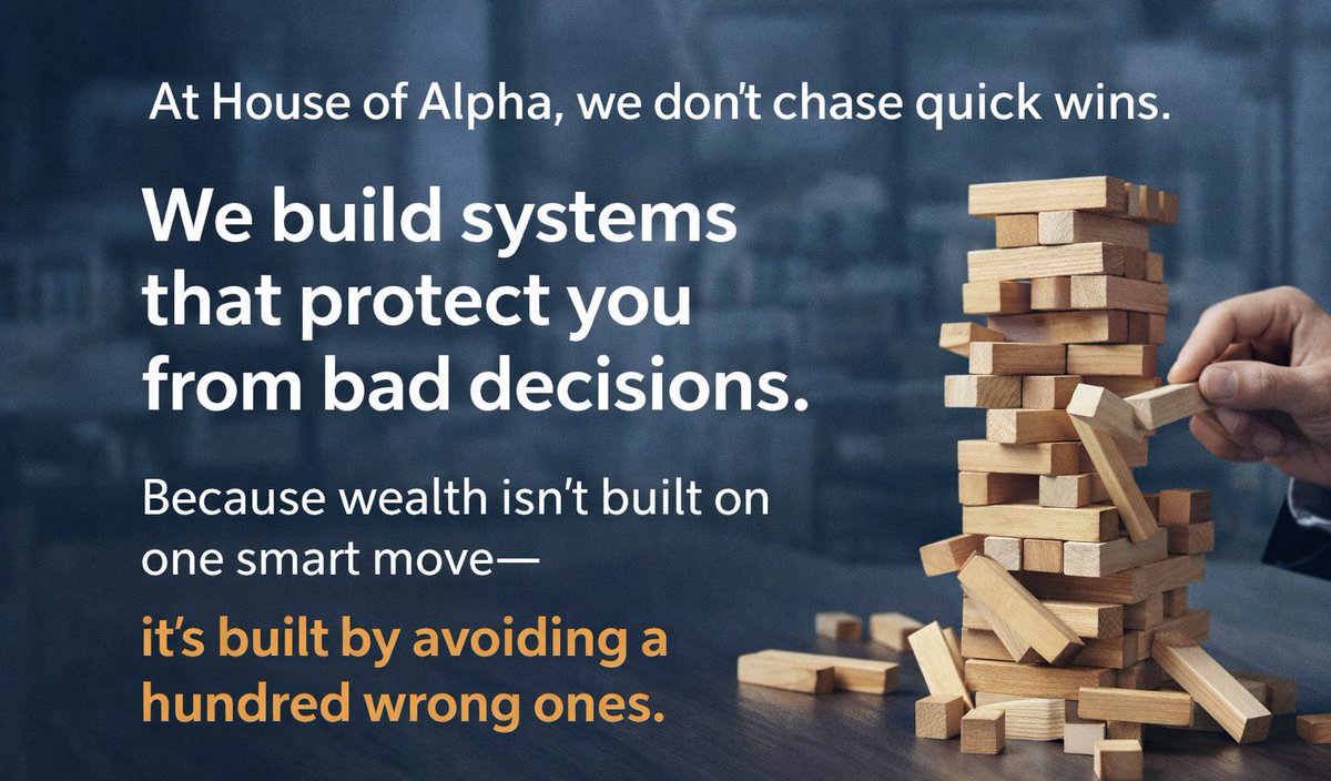 At House of Alpha, we don’t chase quick wins.
We build systems that protect you from bad decisions.

Because wealth isn’t built on one smart move—
it’s built by avoiding a hundred wrong ones.

#houseofalpha #finance #financialadvisory #wealthcreation #investing
