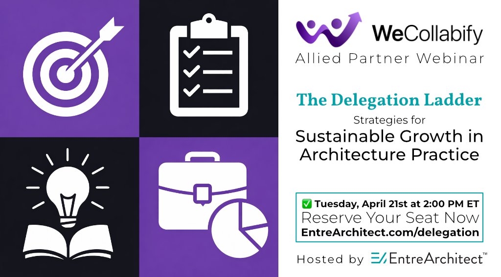 EntreArchitect's tweet photo. Why does delegation break down in architecture firms?

And how do you fix it without losing control?

We’re covering it live with WeCollabify.

Free webinar
April 21, 2 PM ET
https://t.co/vJIvuCqQNT https://t.co/MmNm5ZfzBY