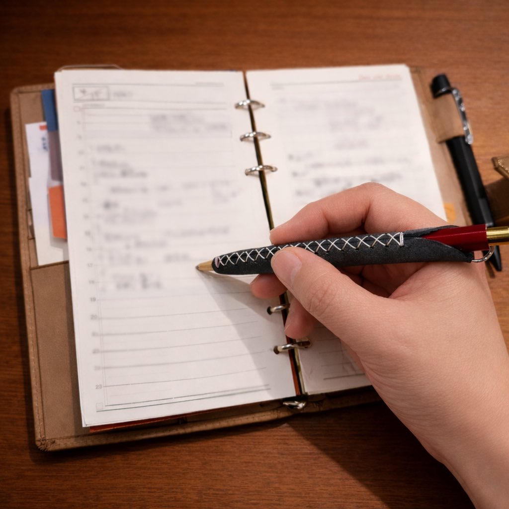 yasu___pr's tweet photo. ずっと書き続けたくなるペンホルダー🖋️

書き心地が気持ち良すぎて、パソコンで仕事したくなくなる。

@lucering_hikari 
#ヒカリ株式会社
#ペンホルダー
#ロロマレザー https://t.co/ooEGIreVuq