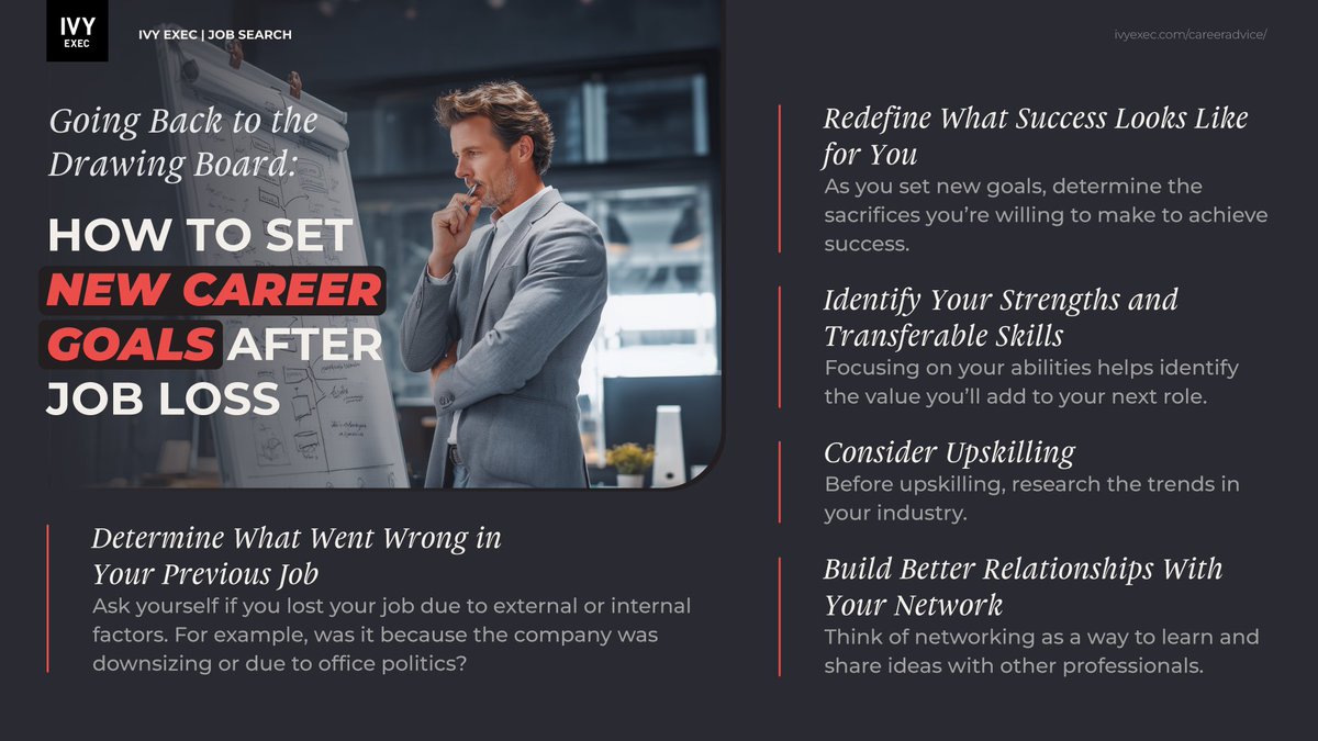 IvyExec's tweet image. Losing a job is never easy, but it can be a valuable moment to pause and reset your direction. 🔄️ 

This article shares practical guidance to help you learn from past experiences.

👉Read the full article: bit.ly/4tTB6DM

#careergrowth #jobsearch #careeradvice