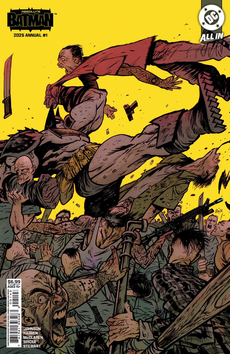 Ssnyder1835's tweet photo. Three terrific tales in the early days of ABSOLUTE BATMAN!

Pick up the ABSOLUTE BATMAN 2025 ANNUAL TODAY to read stories from @danielwarrenart, @JamesHarren1 &amp; @IniquitousFish, now available in these amazing THIRD PRINTING covers from DWJ and Nick Dragotta! https://t.co/OOOxdpTlHP