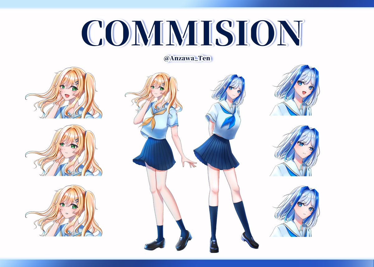 【自己委託自己】
*委託開放中*
 
少女レイ翻唱曲曲繪🦁🪄
畫咗我同Simba水手服💛💙
仲有幾個表情差分都可以喺MV裏面見到！！
前幾日搵到畫曲繪嘅草稿同分鏡，遲啲再俾大家睇🥰
(2024)

#DrawTenTen #Edana_Simba_Art #天Commission #插畫 #繪圖委託