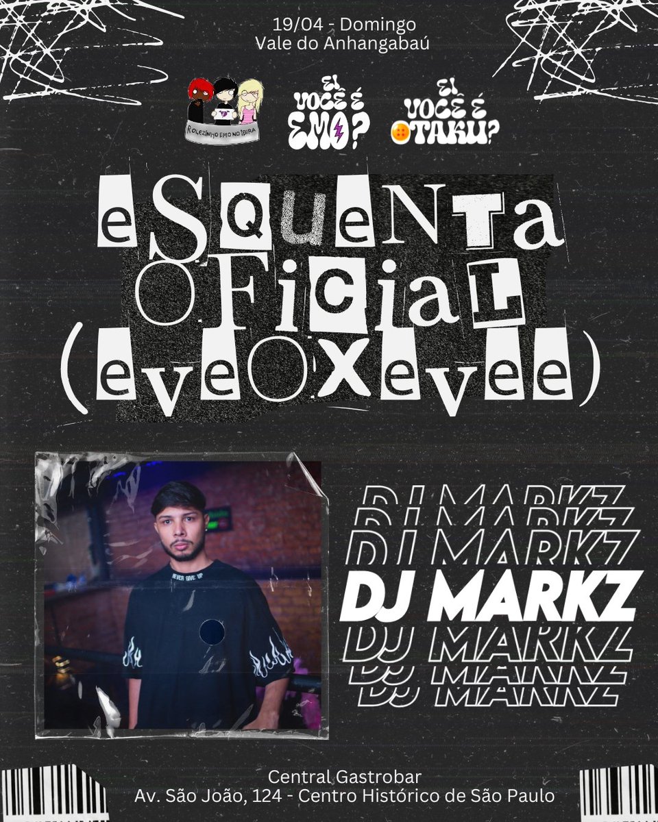 backtoibira's tweet photo. O ESQUENTA OFICIAL TÁ CHEGANDO! 🔥

🎧 Djs ao vivo com set pesadissimos
🎟️ Sorteio de ingressos para o evento oficial

📍 Central Gastrobar (Av. São João, 124 – Centro Histórico de SP)

🗓️ 19/04 - Domingo
⏰ Á partir das 15h da tarde.

#valedoanhangabau #otaku #emo #saopaulo https://t.co/gXML18flQL