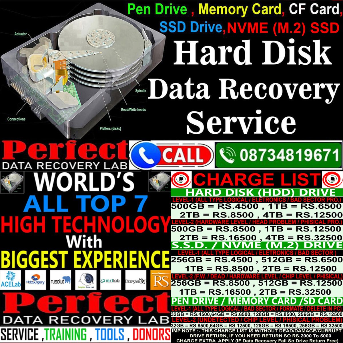 perfectdatalab's tweet photo. World-class data recovery is now in Mumbai! 💻 Using the top 7 global technologies (ACELab, MRT, DeepSpar), Perfect Data Recovery Lab restores what others can't.

✅ Transparent Charge List 📊 ✅ HDD, SSD, NVMe✅ Expertise in Head &amp; Firmware repair
📞 Call: 08734819671 https://t.co/UBrwkMvfgN