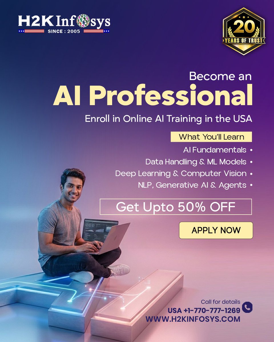h2kinfosys's tweet image. 🚀 Become an AI Professional with Real Projects and Career Support
Enroll Now : h2kinfosys.com/courses/artifi…
📞 +1 770-777-1269 | 📧 training@h2kinfosys.com
👉about H2kinfosys In One Click: h2kinfosys.com/quick-links/
#ArtificialIntelligenceCourse #AIOnlineTraining #AICertification