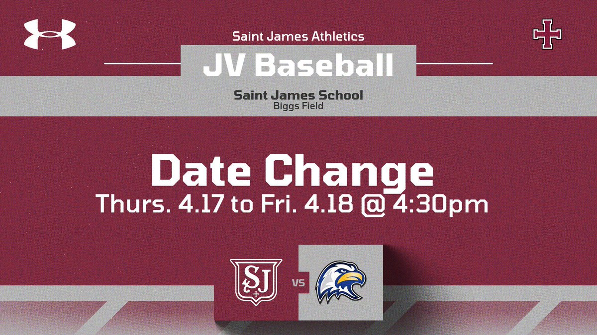 SJSathletics's tweet image. Update: The JV Baseball game vs Hedgesville has been moved from Thursday to Friday at 4:30pm. #SaintHood