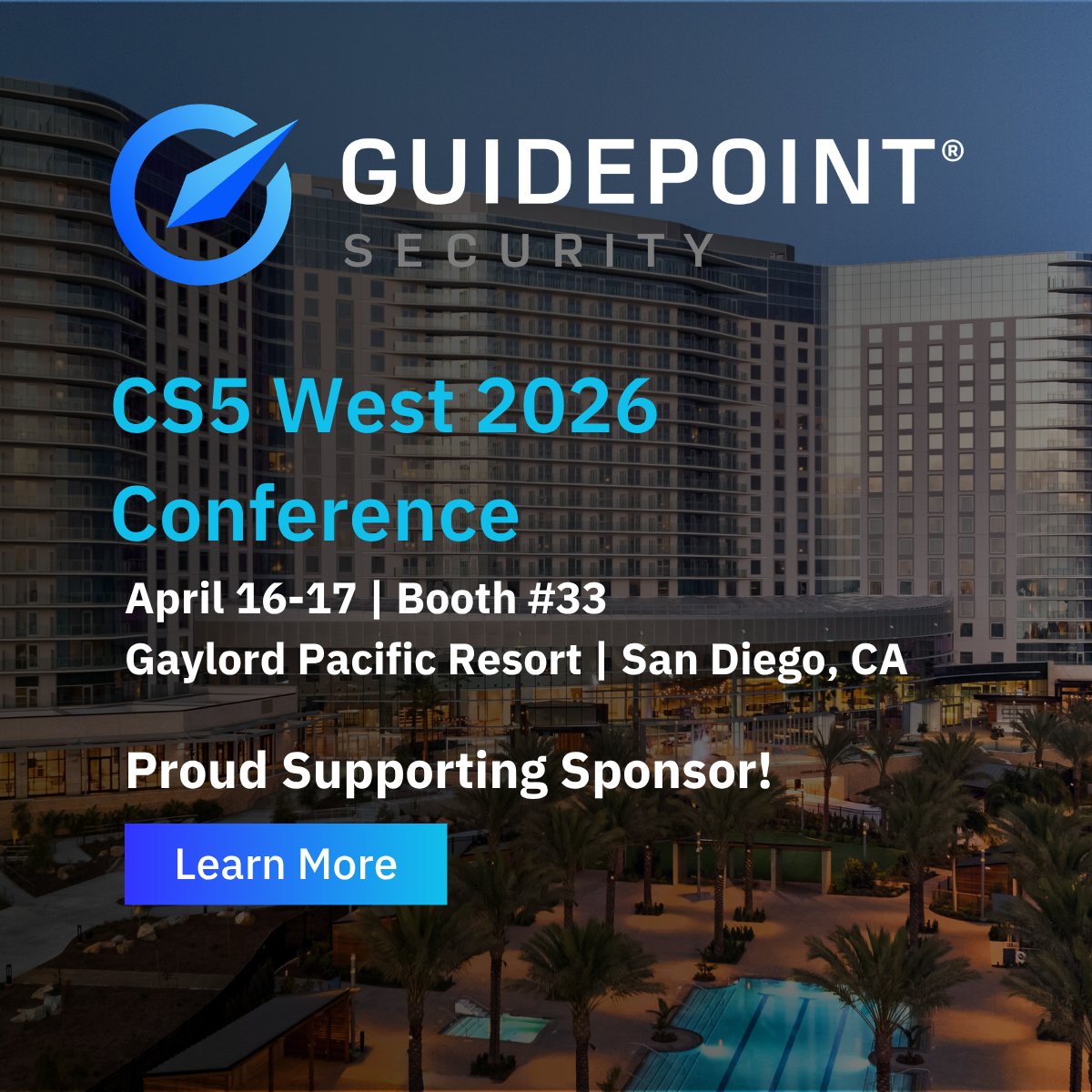 cyberdefender43's tweet image. Headed to San Diego for #CS5 West?

Stop by Booth #33 to connect with @GuidePointSec and talk through what’s evolving across #CMMC and defense supply chain security.

GuidePoint pros will be on-site to share what they’re seeing and how they can help: okt.to/MKFVwv