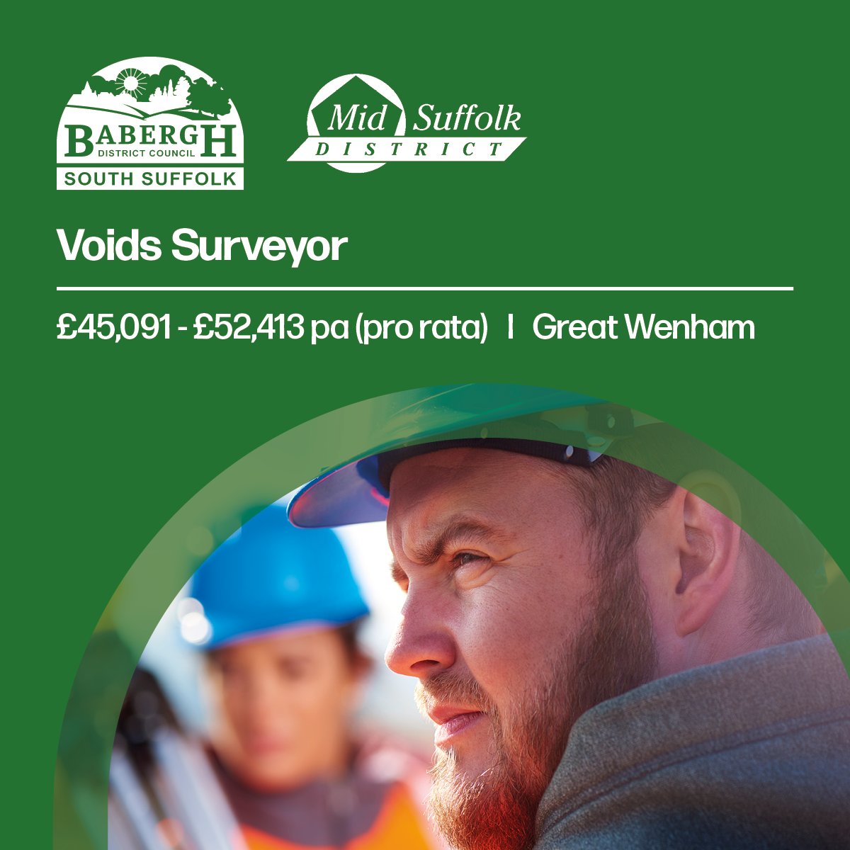 SJDirect's tweet image. Voids Surveyor
@BaberghSuffolk and @MidSuffolk District Councils, Ipswich CO7 6PS
£45,091 - £52,413 per annum (pro rata for part time)
Permanent

To apply for this job, please visit:
suffolkjobsdirect.org/#en/sites/CX_1…

#Surveyor #Surveyorjobs #ipswichjobs #suffolkjobs #suffolkjobsdirect