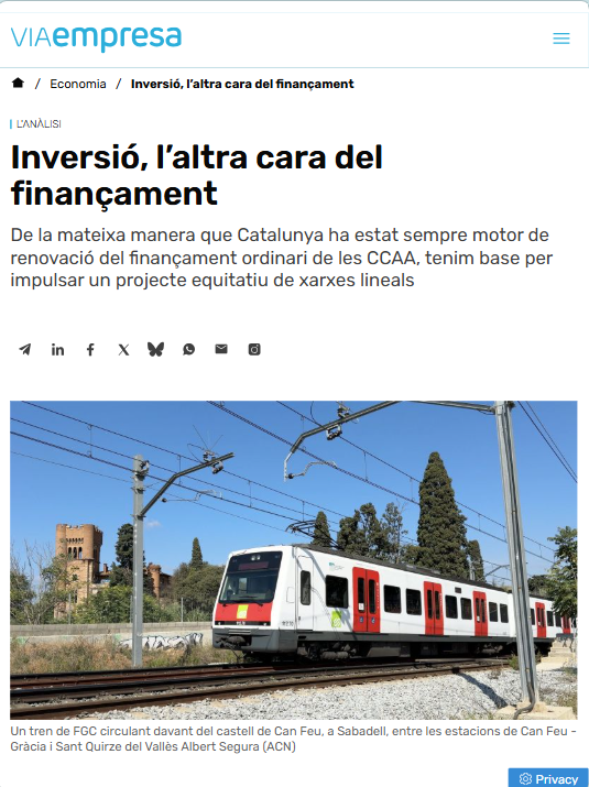 fem_Valles's tweet photo. La inversió en infraestructures no es pot continuar abordant només des de la lògica del greuge puntual o del debat pressupostari de cada any.

Article: https://t.co/A8IydLZG1V https://t.co/AYlDAEcsjs