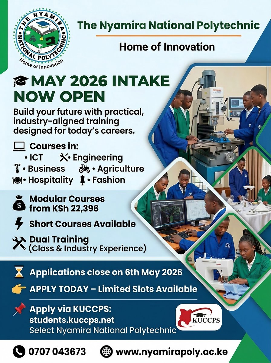 NNP_Kenya's tweet photo. Interact with our AI Admission Chatbot: https://t.co/mLu7IdKQ2V

#admission #may2026intake https://t.co/brglW9w3jD