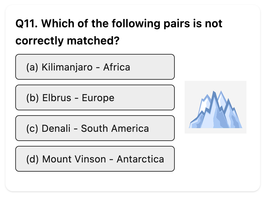 wingzpire_main's tweet image. Do you know the correct answer related to "Geography"?

Difficulty: MEDIUM

Q. Which of the following pairs is not correctly matched?

#UPSC #Geography