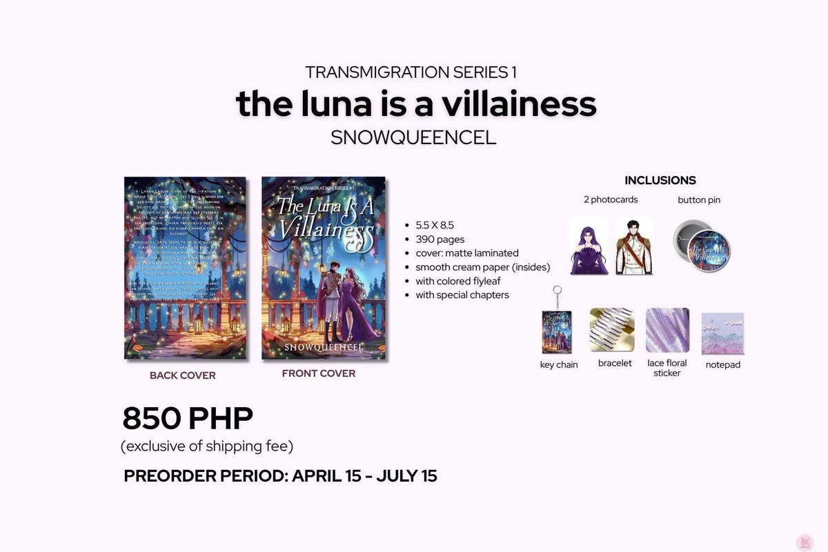 kpubph's tweet photo. Transmigration Series 1: The Luna Is A Villainess by Snowqueencel

ORDER FORM: https://t.co/NIkMzW9Yit

#SupportLocalAuthors #Snowqueencel #selfpub https://t.co/Rx0T6wU4EV