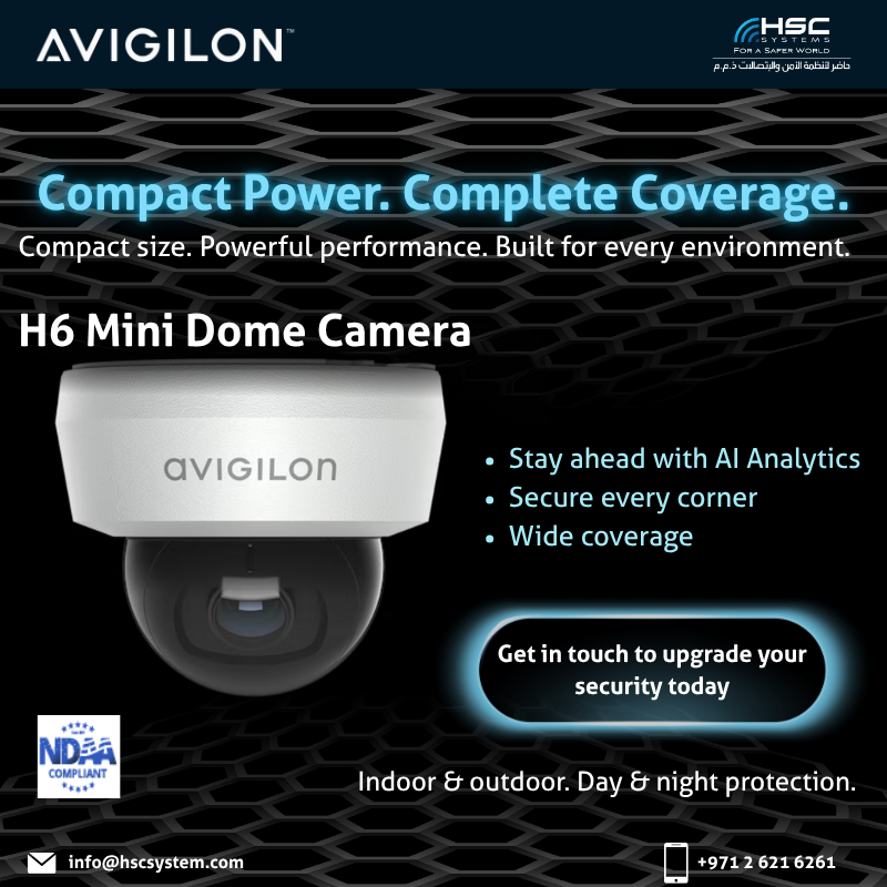 HSCSystem's tweet photo. Compact power meets complete coverage with the Avigilon H6 Mini Dome — smarter security, day and night.

#HSCS 
#forasaferworld #uae #abudhabi #dubai #digitaltransformation
#MotorolaSolutions #Avigilon 
#H6MiniDome #VideoSecurity 
#ملتزمون_ياوطن
#نتصدر_المشهد https://t.co/nUltCuz1P7