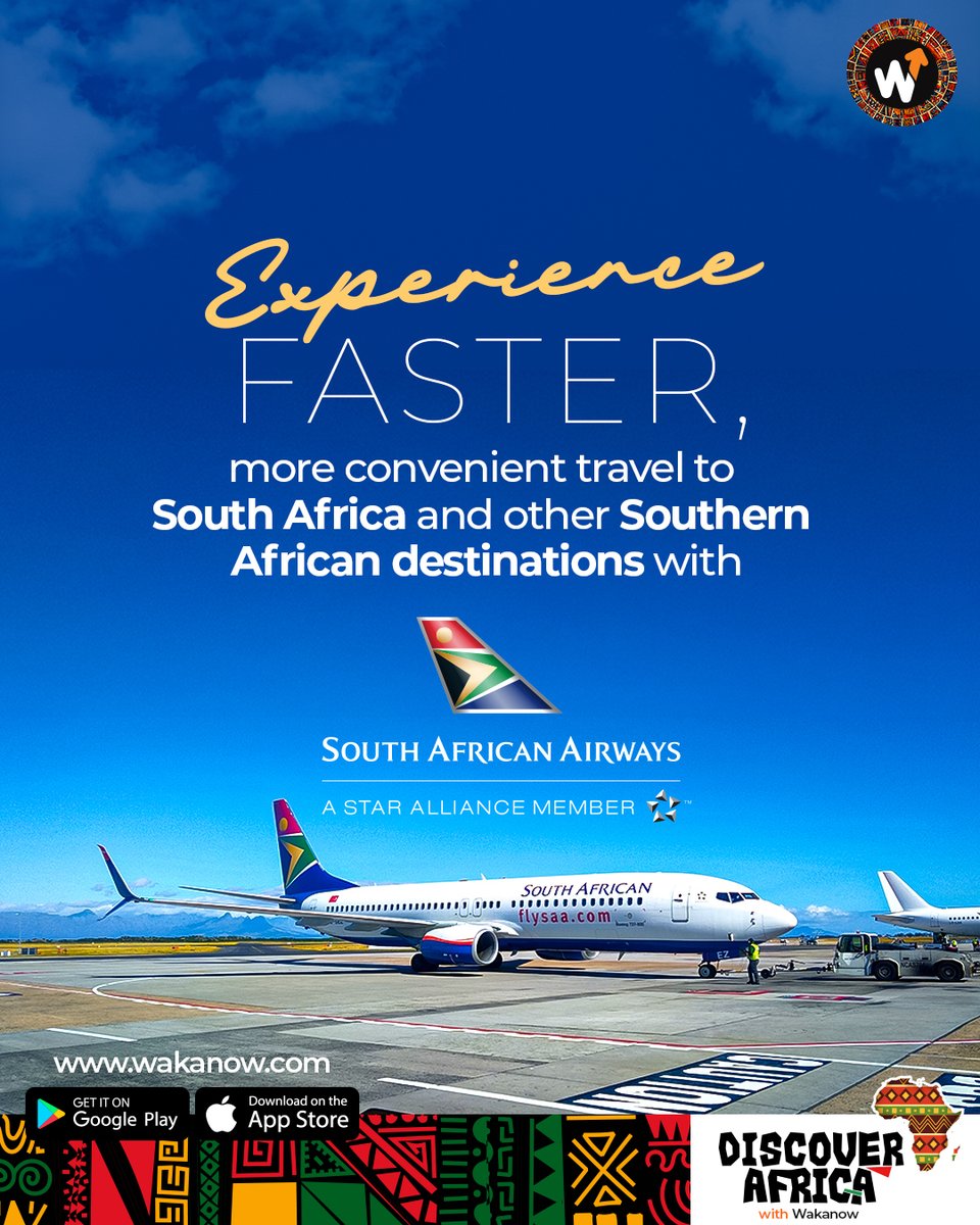 Wakanowdotcom's tweet image. Experience seamless travel to South Africa and other Southern African destinations with South African Airways.
Book now on wakanow.com or download the app.

Let’s Go!

#Wakanow #SouthAfricaAirways #TravelSmart #TravelWithWakanow