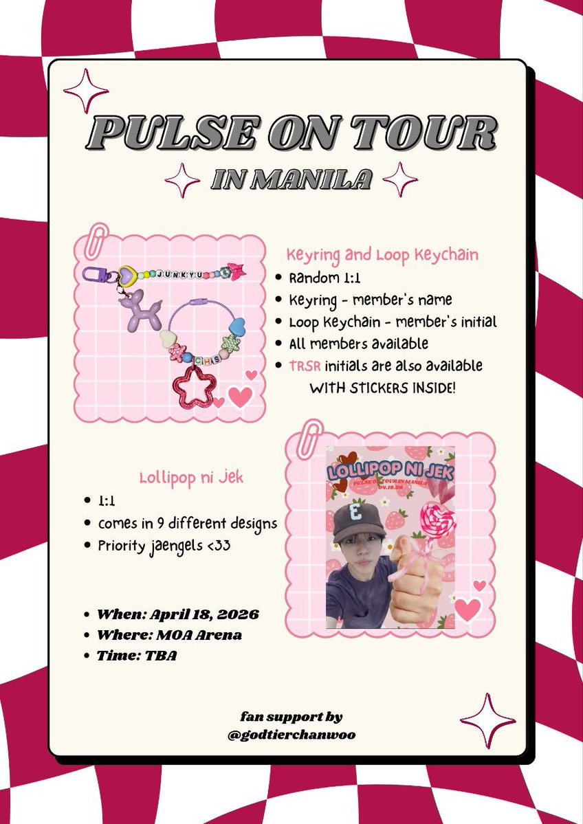 ┊͙ ˘͈ᵕ˘͈𝙋𝙐𝙇𝙎𝙀 𝙊𝙉 𝙄𝙉 𝙈𝘼𝙉𝙄𝙇𝘼 𝙁𝙍𝙀𝙀𝘽𝙄𝙀𝙎┊͙ ˘͈ᵕ˘͈
fan support by: <a href="/godtierchanwoo/">joana;; WILL SEE TREASURE🥹💝</a>

 ✨1:1 (will be given randomly)
 ✨rt &amp; likes are appreciated
 ✨tag me if u get this🙏
 ✨open for limited trade 

#PULSE_ON_IN_MANILA
#TREASUREinManila