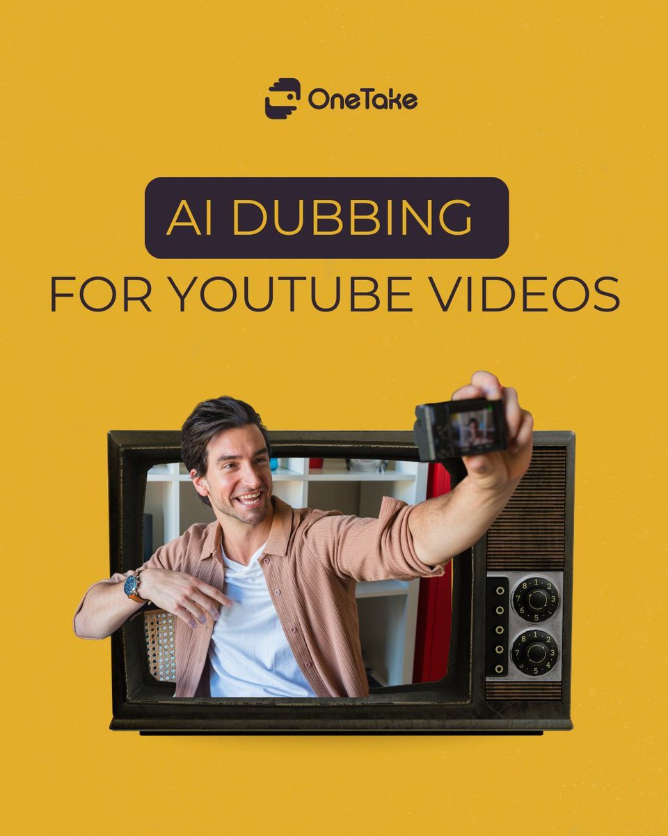OnetakeAI's tweet photo. Stop re-recording your content. 

OneTake AI uses AI dubbing to turn your YouTube videos into multilingual content in minutes.

Try OneTake AI:
🔗 https://t.co/D3hfqNb6lh
Read the full blog:
🔗 https://t.co/cE2NNfNT2m https://t.co/bVIZCEVPq1