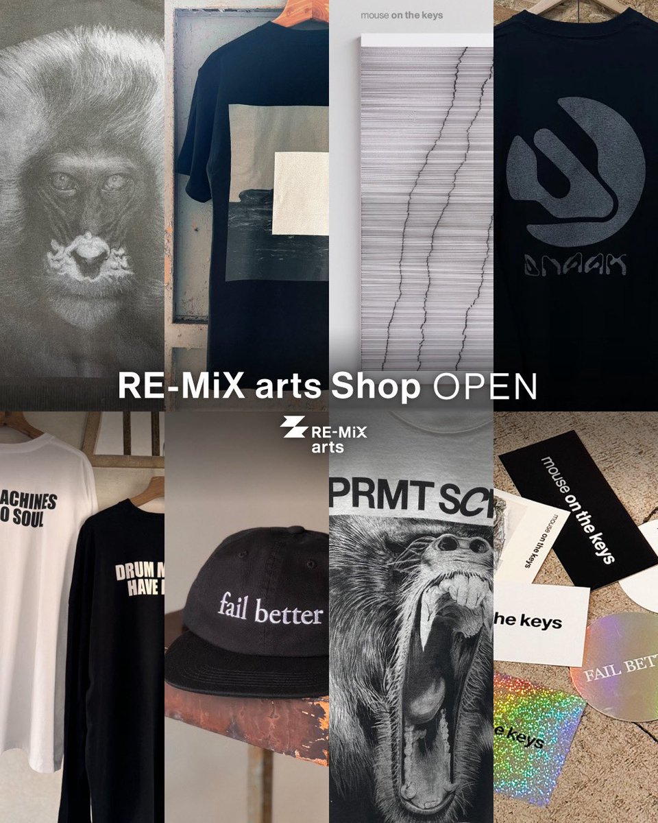 fractrec's tweet photo. fractrecを運営する、株式会社RE-MiX artsのofficial shopが本日オープン。
mouse on the keys、DNAAKはもちろん、川﨑昭によるドローイングプロジェクト ［PRMT SCRM］の商品も展開いたします。
「ここでしか買えない」 アイテムをお届けする企画も進行中。ご期待ください。

https://t.co/VqgupvbP2M https://t.co/DNlIxDATYI