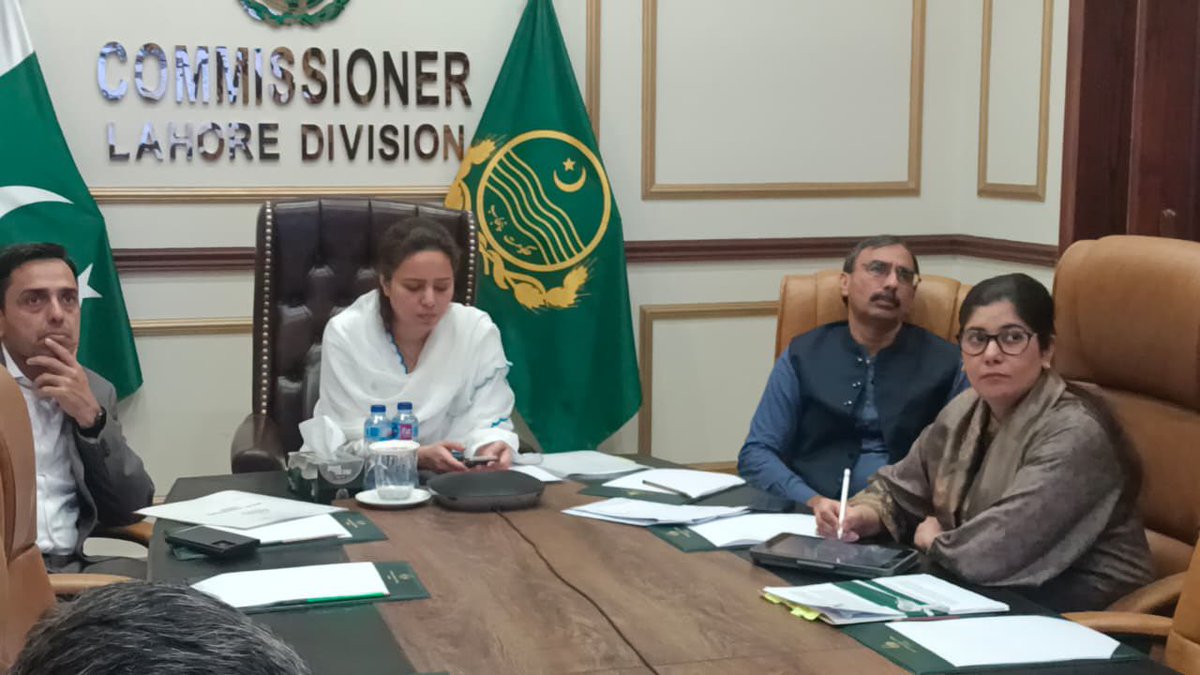 Commissioner Lahore division Marryam Khan chaired today a meeting regarding Restructuring of Districts for betterment of revenue n municipal services to the citizens, and Price Control with all DC,s of Lahore division.
<a href="/MaryamNSharif/">Maryam Nawaz Sharif</a> <a href="/GovtofPunjabPK/">Government of Punjab</a> <a href="/Marriyum_A/">Marriyum Aurangzeb</a> <a href="/AzmaBokhariPMLN/">Azma Zahid Bokhari</a>