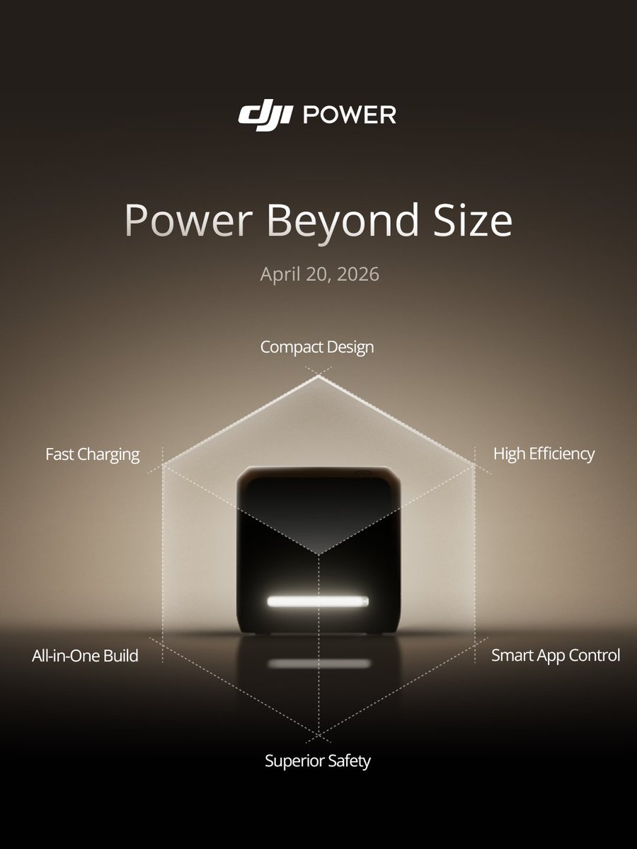 djipowerglobal's tweet photo. Small package. Serious power. ⚡
Compact design, fast charging, smart control, and safety you can count on.
Built to do more than its size suggests.
Think you know what’s coming? Just wait.
#DJIPower #PortablePowerStation #OffGridPower #CleanEnergy #OutdoorLife https://t.co/c80RoQgu5k