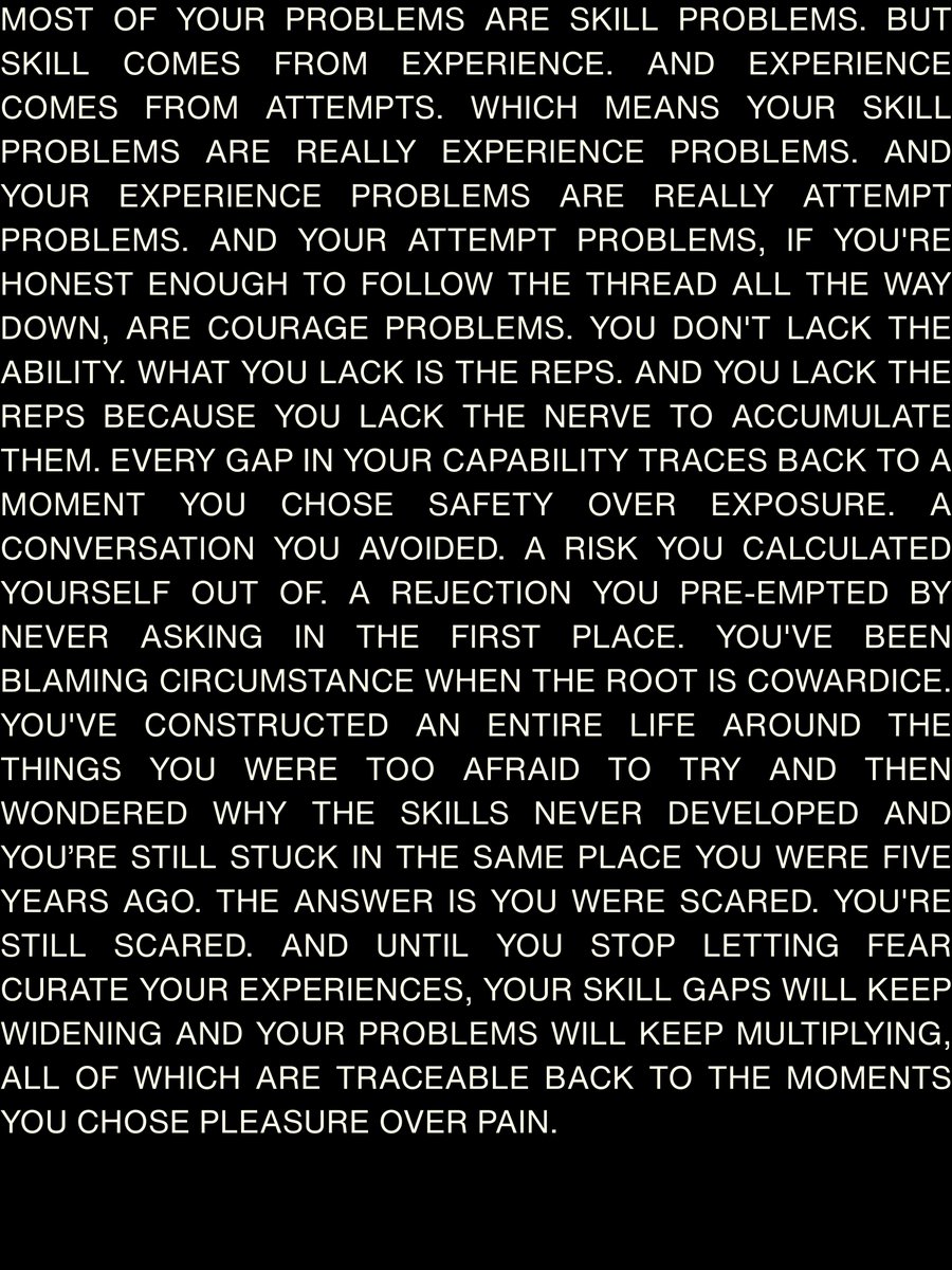 NewMentalities's tweet photo. 99% of your problems are due to personal cowardice https://t.co/qQBs31UGsJ