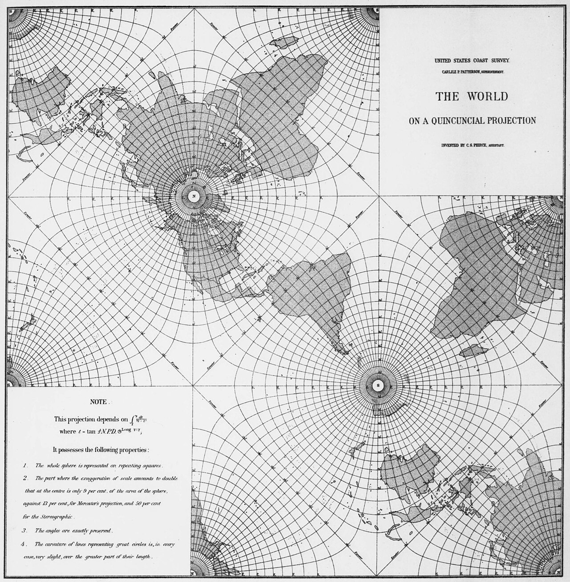 worldwarbot2020's tweet photo. @rafaelvilli It's called Peirce quincuncial projection, I like it because you can make tiled patterns like these with it https://t.co/Z9O0IbCfCE