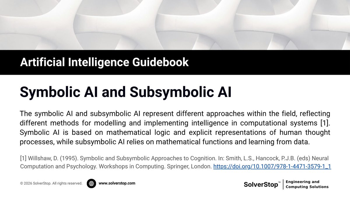 solverstop_'s tweet image. #SymbolicAI and #SubsymbolicAI are different approaches to modelling intelligence. Symbolic AI is based on symbols, rules and conscious thought processed of humans, while subsymbolic is based on equations, unconscious thought processes and learning from data.