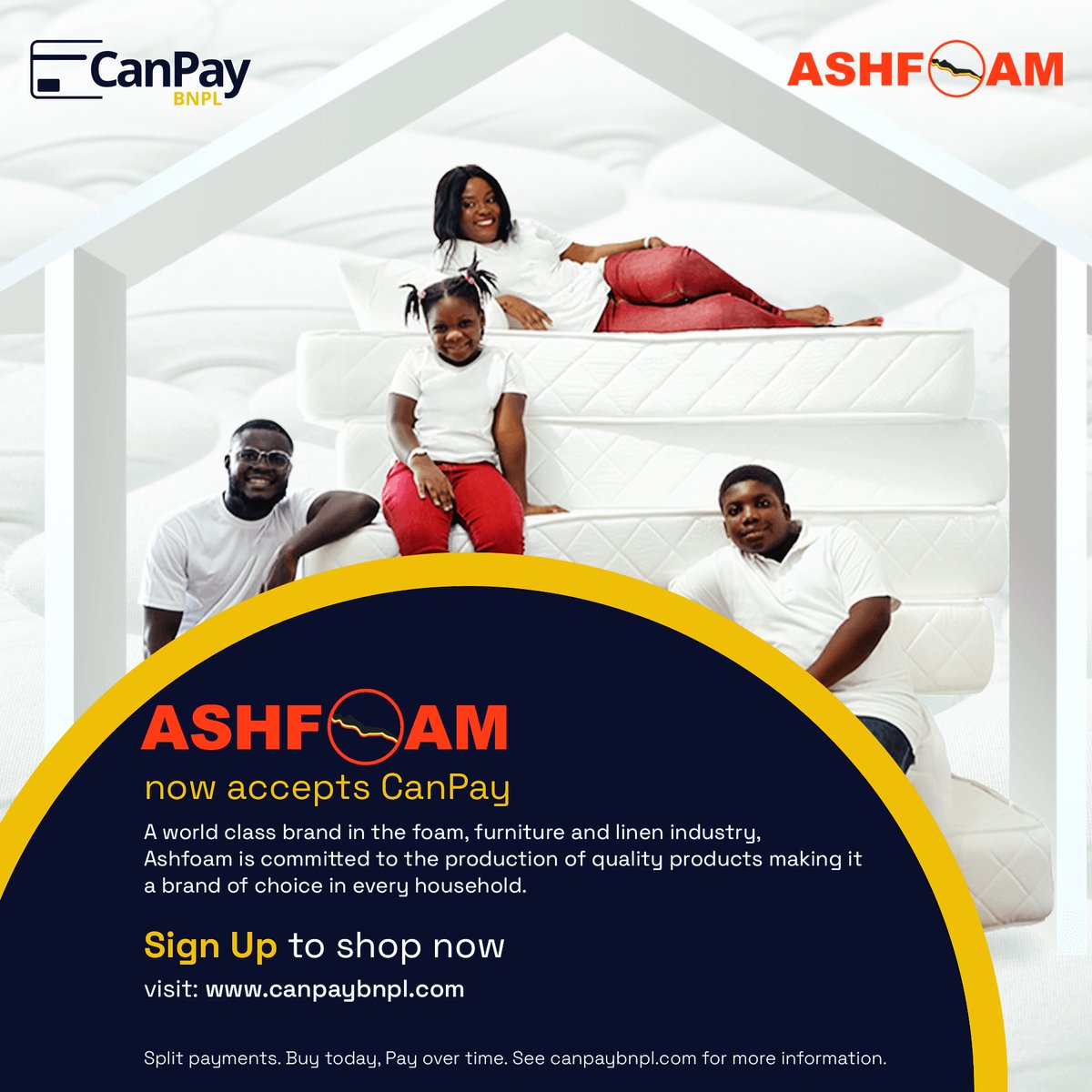canpaybnpl's tweet image. Big win! 🎉

CanPay BNPL 🤝 Ashfoam

You can now buy Ashfoam products and pay later in instalments.🛏️

Sign up now: canpaybnpl.com

Comfort made easy.

#CanPayBNPL #Ashfoam #PayLater #Ghana