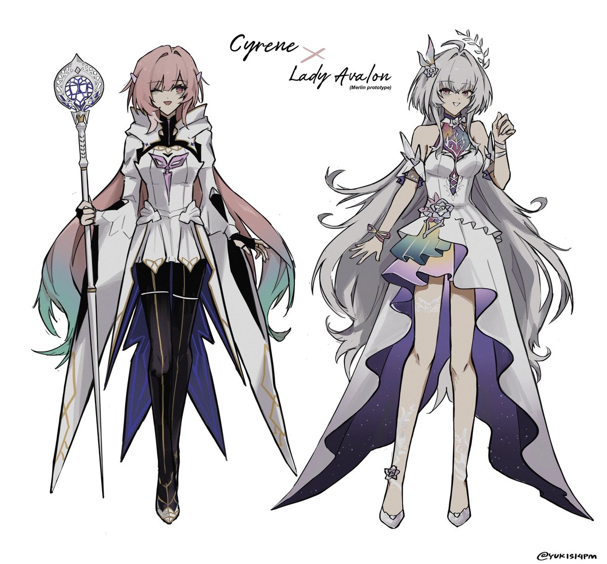 YUKISI4PM's tweet image. My girls can swapped outfits now ! 

#HonkaiStarRail #FateGrandOrder #cyrene #ladyavalon