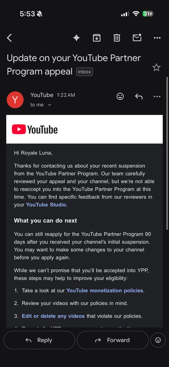 RoyaleLunaa's tweet photo. going from 1 million + views in one day to barley 50K. like come on @YouTube @YouTubeCreators my content is authentic i sent raw video files and my editing process. everything and i still get denied https://t.co/iZvupcgcw1