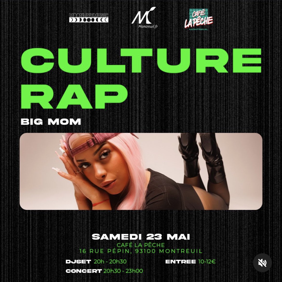 EDENofficiel's tweet image. Réserve ta place dès maintenant ici :
yp.events/da3a0e07-9daf-…

Nouveau Clip disponible : youtu.be/_papeMFfaOM?is…

Artiste: BIG MOM @BIGMOMNajwa 

#rapfrancais #concert #showcase