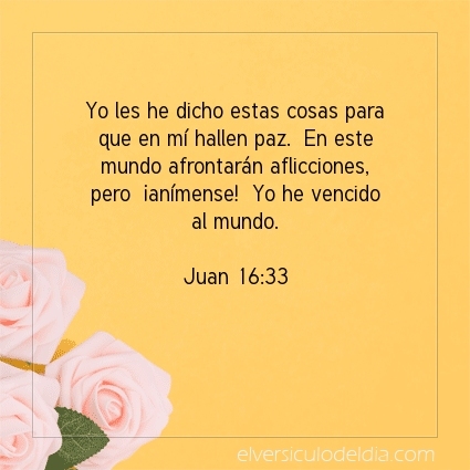 elversiculo's tweet image. Yo les he dicho estas cosas para que en mí hallen paz.  En este mundo afrontarán aflicciones,  pero  ¡anímense!  Yo he vencido al mundo.  Juan 16:33   #versiculodeldia #versiculobiblico #biblia