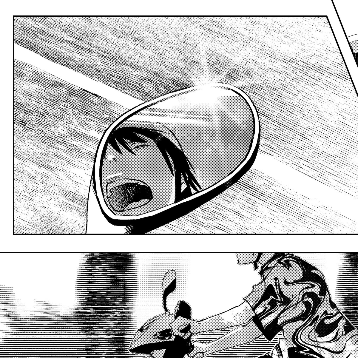 道路を走っている事とあくびを同時に描写する試み 