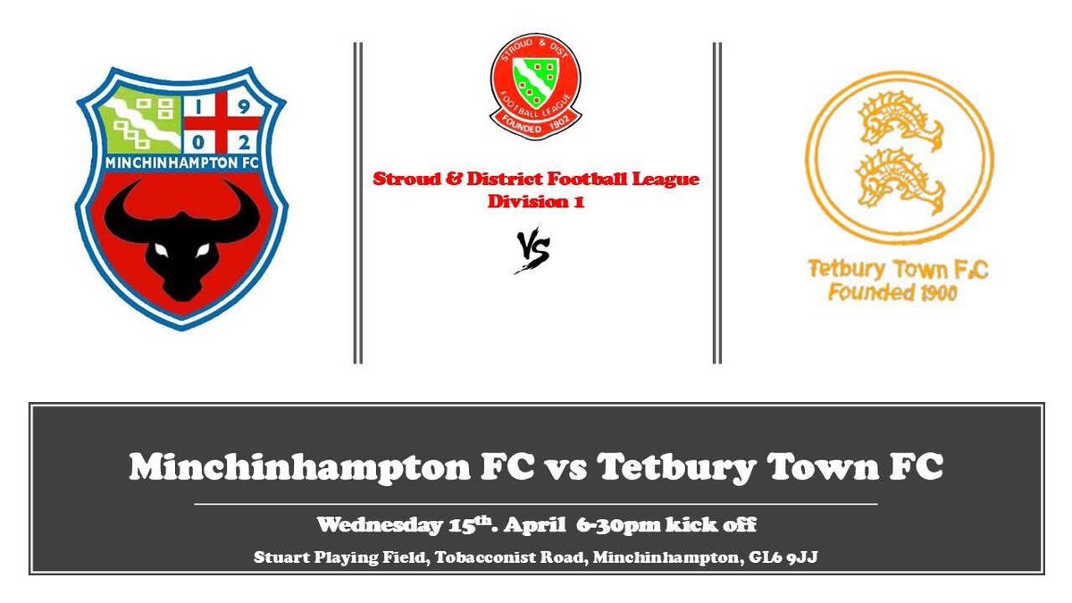 fcminch's tweet image. MATCHDAY|

First Team|

📆 Wednesday 15th April 

🆚  @TetburyTownfc 

🏆  @Stroud_League Division 1

📍 Stuart Playing fields, tobacconist road, minchinhampton, GL6 9JJ

⏰ 18:30 Kick Off

#UTM #stroudleague #1togo