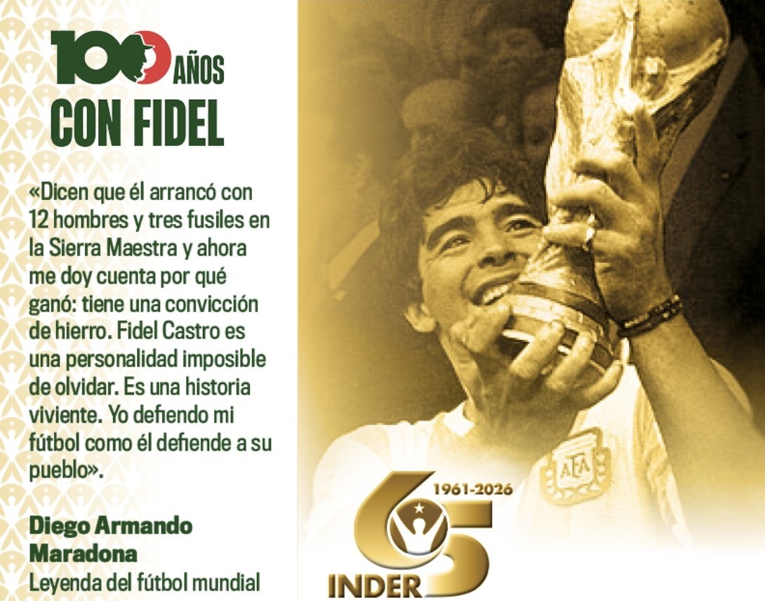 #100AñosConFidel
Homenaje desde el deporte.
#InderCuba65
#InderEsPatria