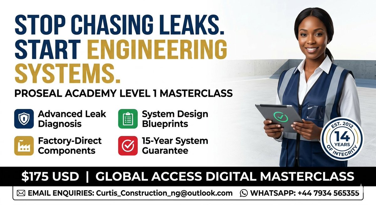 Stop Chasing Leaks.

​Cohort 1 is currently in session! Due to high demand, Cohort 2 (Digital Masterclass) is now open for pre-registration.

​Study my 14-year "System First" blueprint at your own pace.

​💰 Price: $175 USD

📧 Enquiries: Curtis_Construction_ng@outlook.com