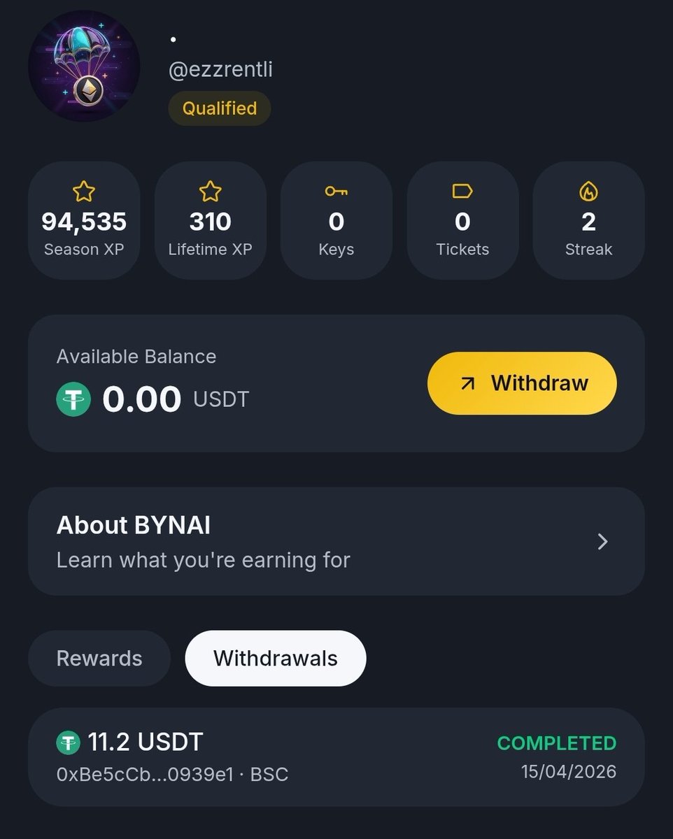 airdrop_testing's tweet image. 🚨 Big Airdrop : Bynai OG
🏷 Reward : XP &amp;amp; USDT

✅️ instant Withdraw +  Proof 

🔗 Register: t.me/bynai_bot?star…

➖ Complete Task
➖ Redeem XP to SPIN Wheel Tickets
➖ SPIN to get Random Reward
➖ WD USDT (Min 5 USDT)
➖ Done

#airdrop #giveway #binance #sol