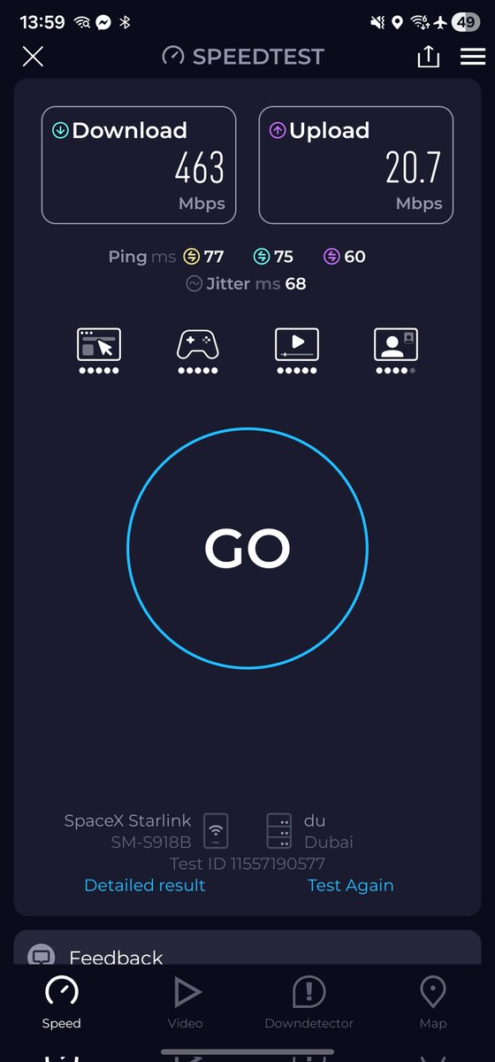hentvsdad's tweet photo. I am on an Emirates flight now from DXB to STN.  Aircraft is a B777 with upgraded interior.  Why am I posting?  @Starlink is why!  Incredible Internet speeds considering we are at 32,000 ft!   An outstanding inflight product. 

@emirates 
@elonmusk https://t.co/1RcjuXKGpH