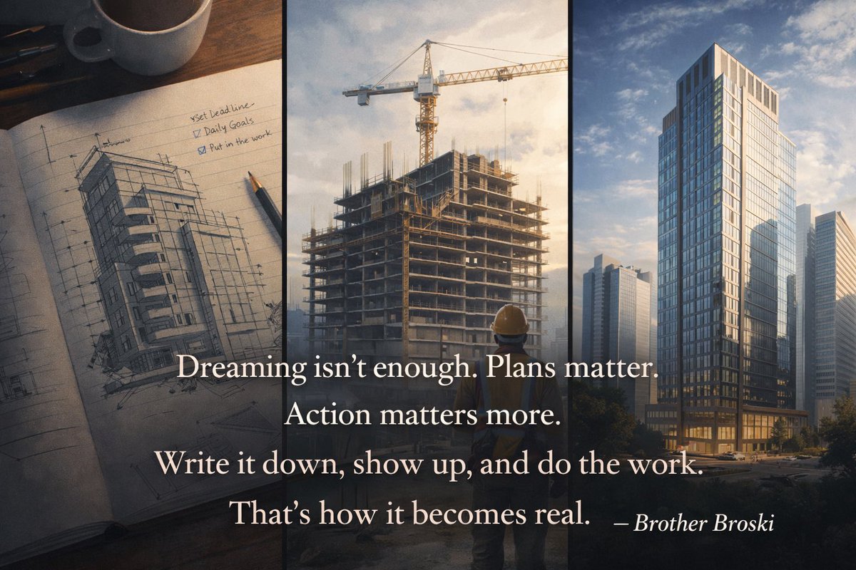 Dreams don’t work.
Plans + action do.

#Discipline #TakeAction #Motivation #BrotherBroski