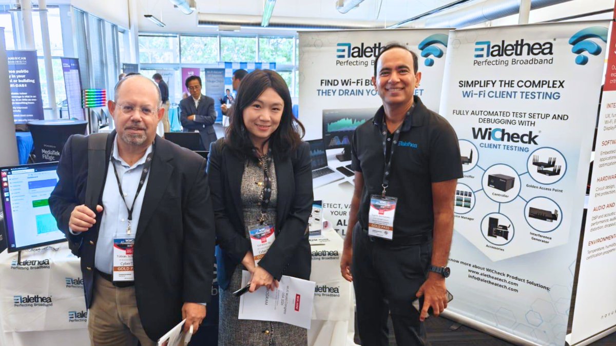 Day 2 at #WiFiWorldCongress USA 2026!

Great conversations and new connections shaping the future of #WiFi.

Our team is showcasing #WiCheck for real-world Wi-Fi testing and #TR398 compliance.

Meet us and learn more:
 aletheatech.com/wicheck-access…

#AletheaTech #Networking #USA