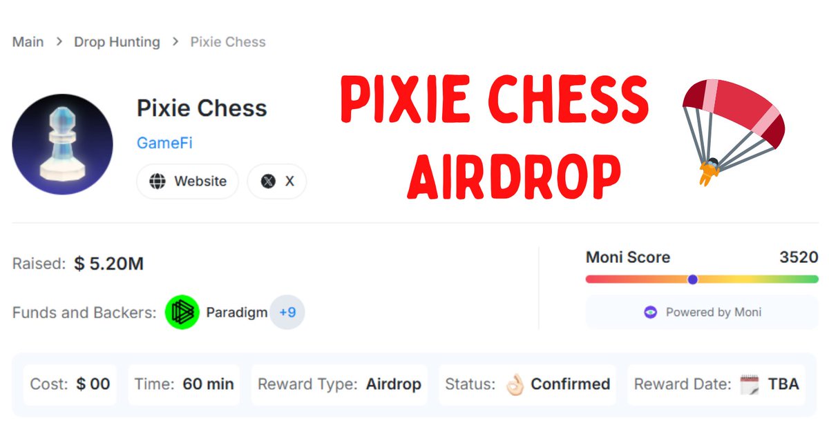 Pixie Chess might be the best Play to Earn opportunity right now 🪂

- funding: $5.2M
- backed by: <a href="/paradigm/">Paradigm</a> 
- cost: free
- earn real ETH just by playing chess

and here is the part nobody is talking about

they are a gaming project with real funding and no token yet

every